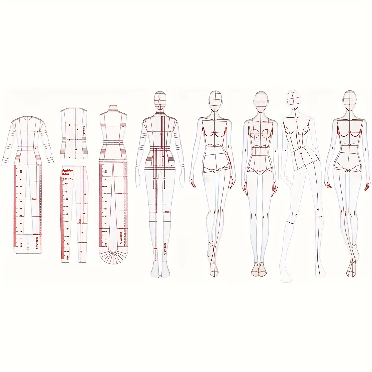 Women Fashion Figure Template - 1 Juego de Plantillas de Dibujo