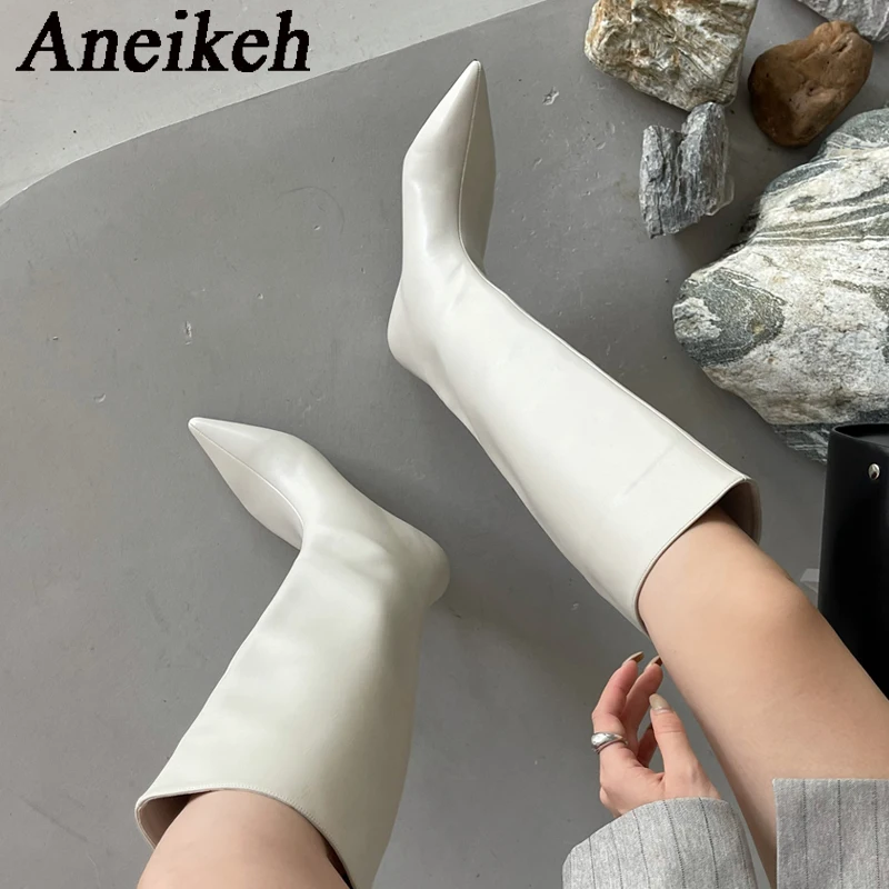 Women'S Fashion Knee High Boots - Aneikeh 2026 moda Sexy tacones bajos