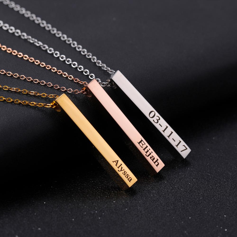 Women Fashion Name Ideas - Collar personalizado Barra vertical Collar Amistad