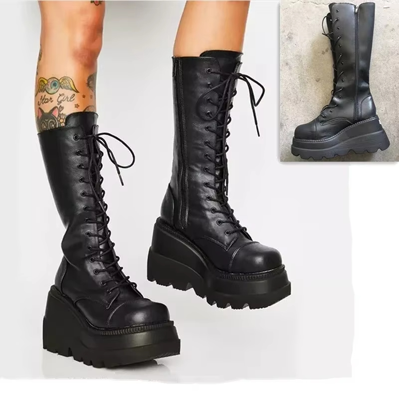 Women'S Fashion Knee High Boots - Botas de plataforma para mujer, botas