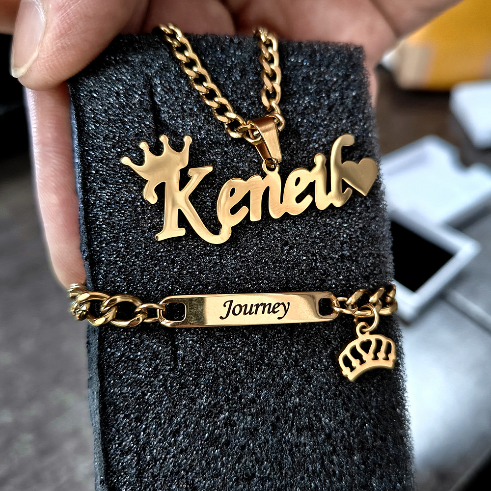 Women Fashion Name Ideas - Conjunto de joyería de acero inoxidable