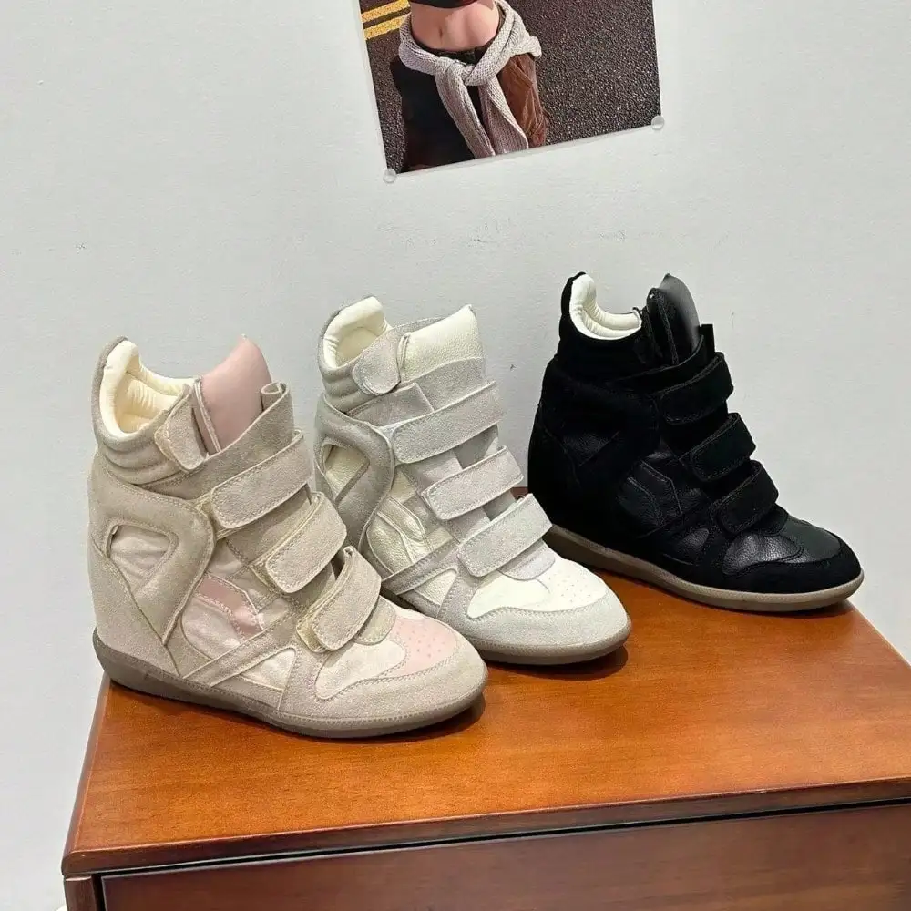 Women'S Fashion Velcro Sneakers - Zapatillas Deportivas de Plataforma con Cuña