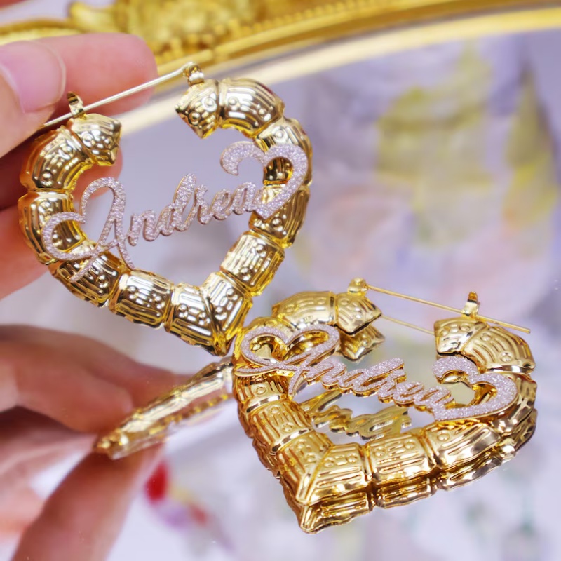 Women Fashion Name Ideas - Pendientes de Bambú con Forma de