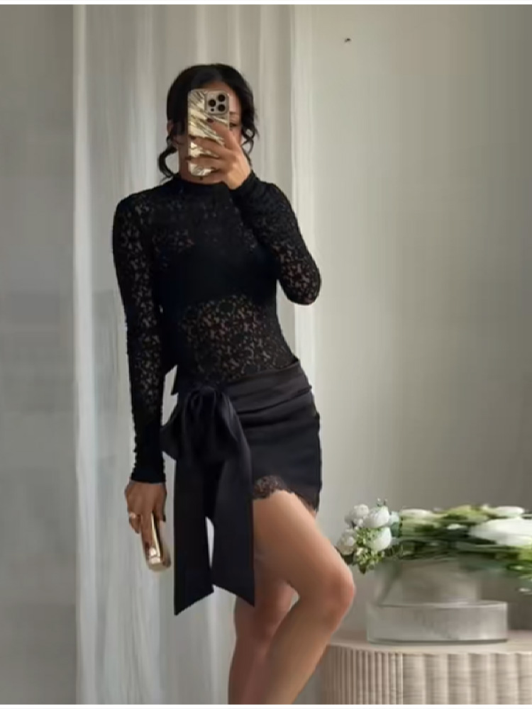 Conjunto de encaje negro a la  - Women'S Young Fashion reseña y precio