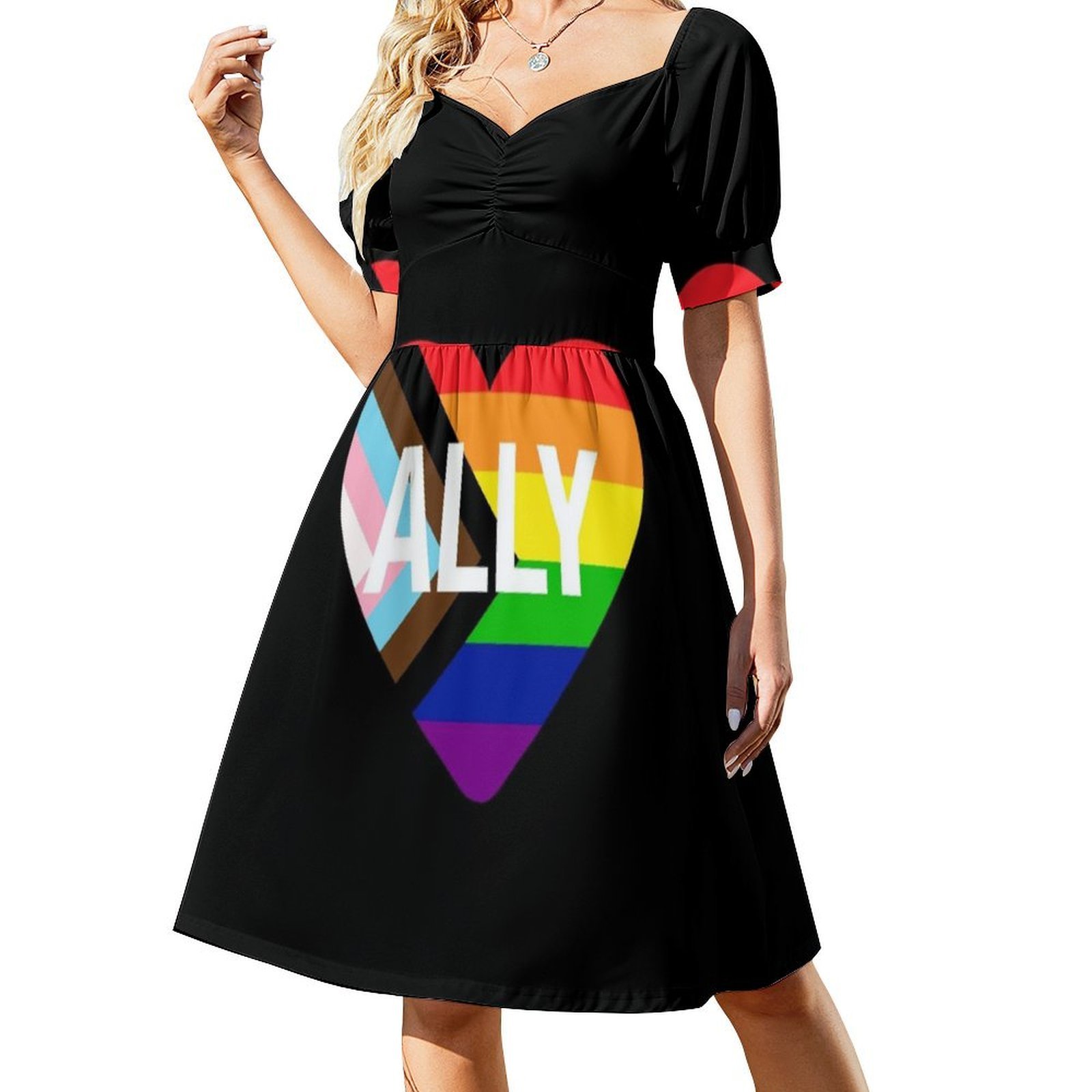 Progress Pride Flag Heart Ally - Women Fashion Gown reseña y precio