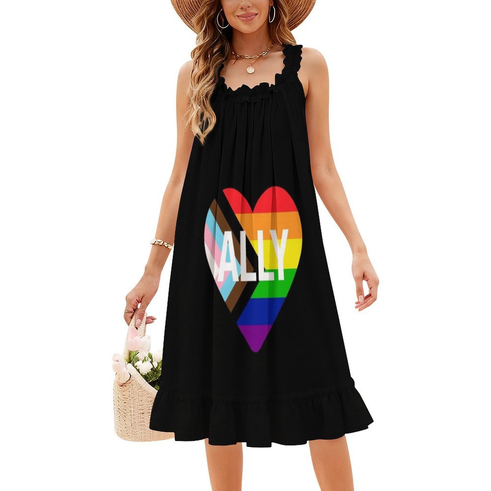 Progress Pride Flag Heart Ally - Women Fashion Gown reseña y precio