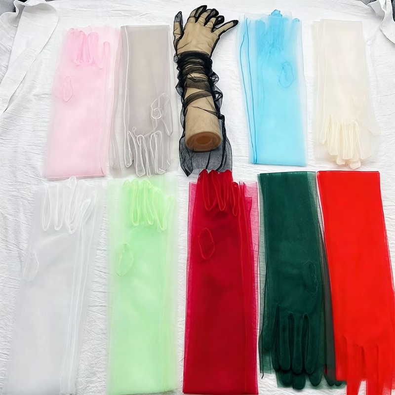 Guantes Largos de Tul Transpar - Women Fashion Photoshoot reseña y precio