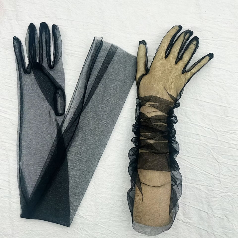 Guantes Largos de Tul Transpar - Women Fashion Photoshoot reseña y precio