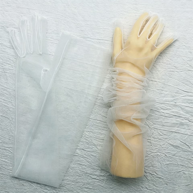 Guantes Largos de Tul Transpar - Women Fashion Photoshoot reseña y precio