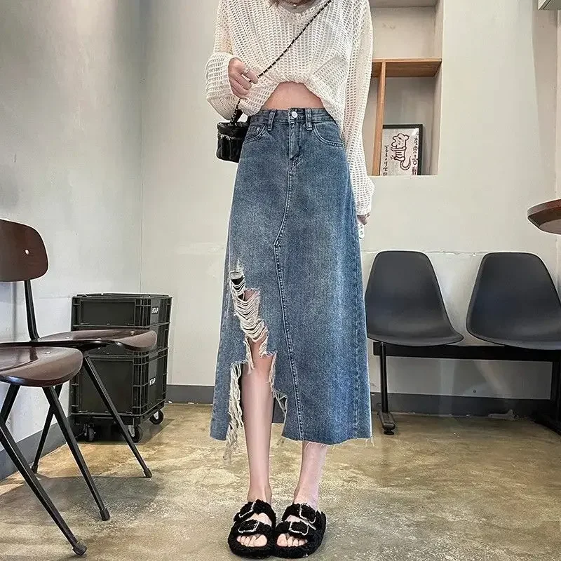 Falda vaquera de cintura alta  - Women Fashion Jeans reseña y precio