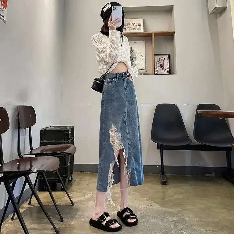 Falda vaquera de cintura alta  - Women Fashion Jeans reseña y precio