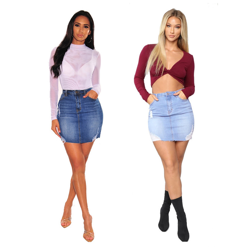 Minifaldas vaqueras desgastada - Women Fashion Jeans reseña y precio