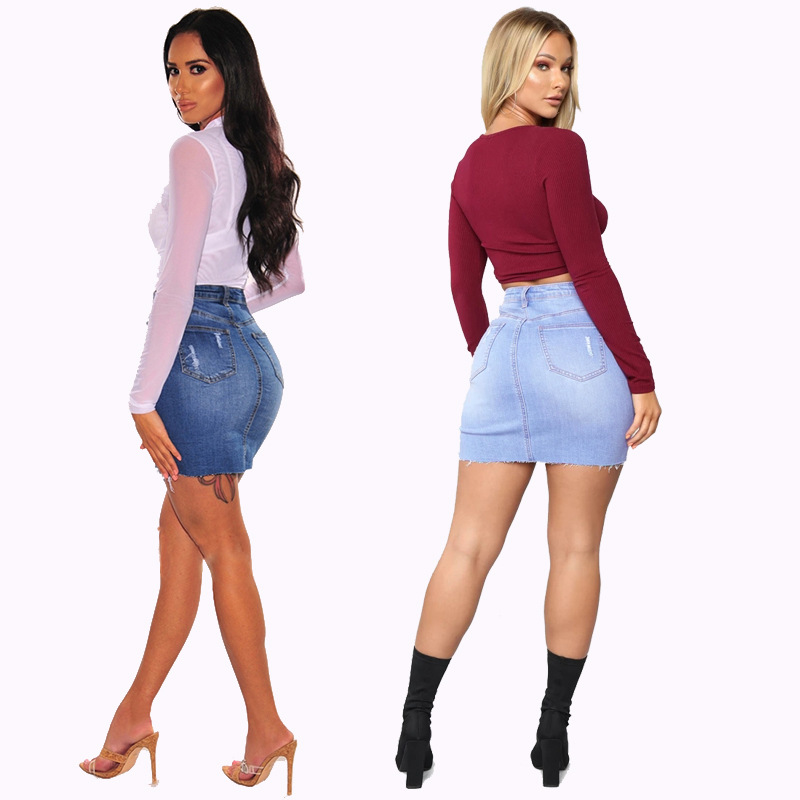 Minifaldas vaqueras desgastada - Women Fashion Jeans reseña y precio