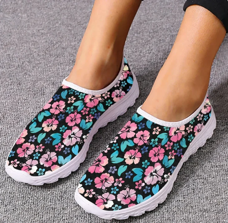 Mocasines con diseño de hibisc - Women'S Fashion Tennis Shoes reseña y precio