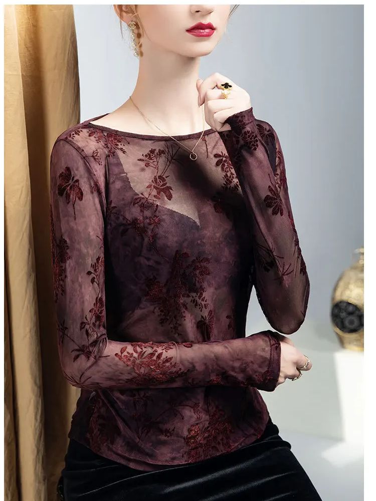 Top con estampado flocado y cu - Women'S Fashion Trends Fall 2025 reseña y precio