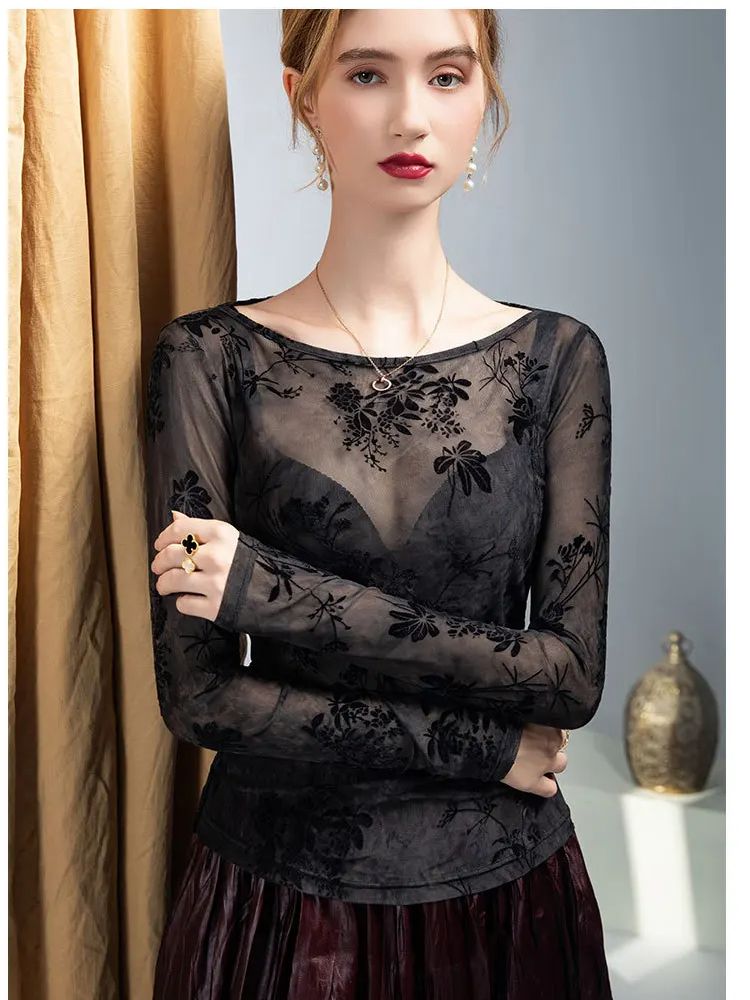 Top con estampado flocado y cu - Women'S Fashion Trends Fall 2025 reseña y precio