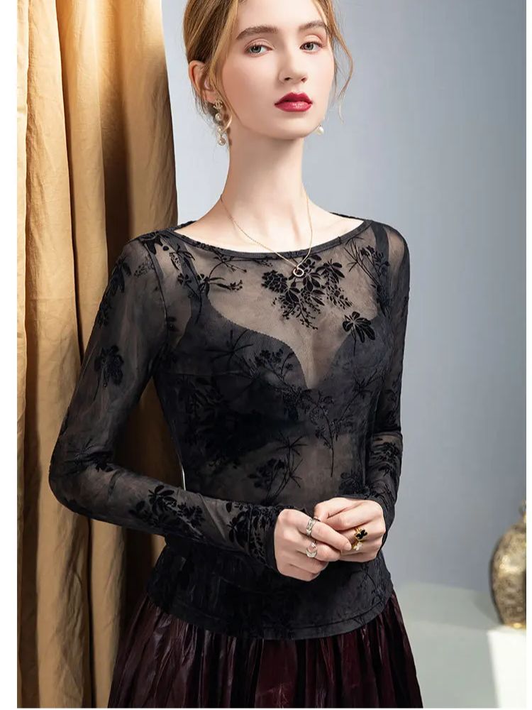 Top con estampado flocado y cu - Women'S Fashion Trends Fall 2025 reseña y precio